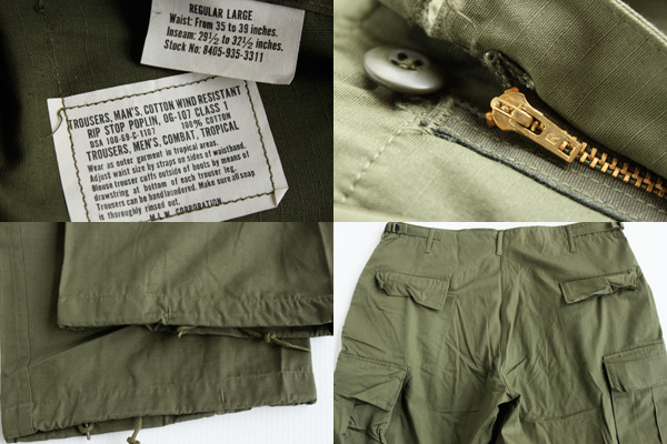 Cont【ヴィンテージ】60s US ARMY ジャングルファティーグ パンツ 米軍