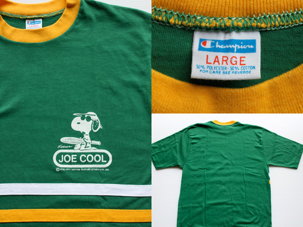 70s USA製 Championチャンピオン スヌーピー JOE COOL Tシャツ L