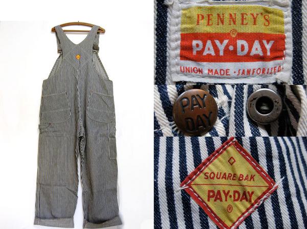 50s USA製 PENNEY'S PAYDAY ヒッコリー オーバーオール - Sixpacjoe