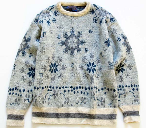 70s USA製 PENDLETONペンドルトン 雪柄 ジャガード ウールニット