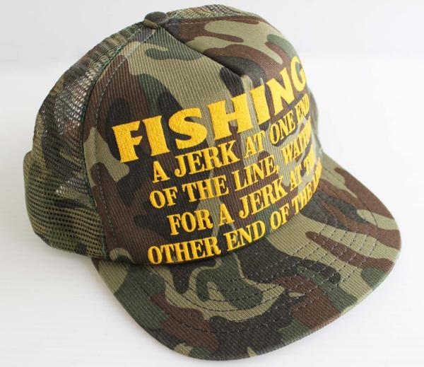 デッドストック☆80s USA製 FISHING プリント 迷彩 メッシュキャップ