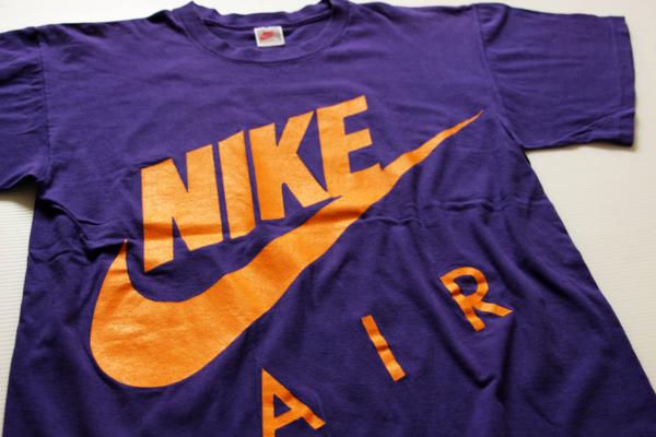 90s USA製 NIKEナイキ AIR ビッグロゴ コットンTシャツ 紫 XL