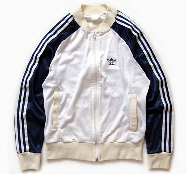 80s USA製 adidasアディダス ATP ジャージ 白×紺 XS☆トラック