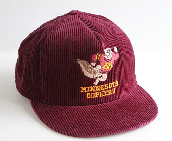 80s USA製 MINNESOTA GOPHERS 刺繍 太畝 コーデュロイキャップ