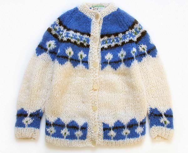 60s イタリア製 Tami KNITWEAR 丸ヨーク ノルディック柄 モヘア ハンド