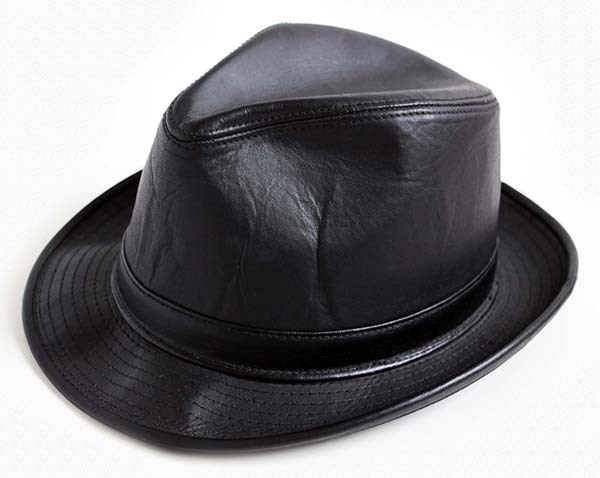 USA製 HENSCHEL HAT ヘンシェル レザー フェドラハット 黒 M