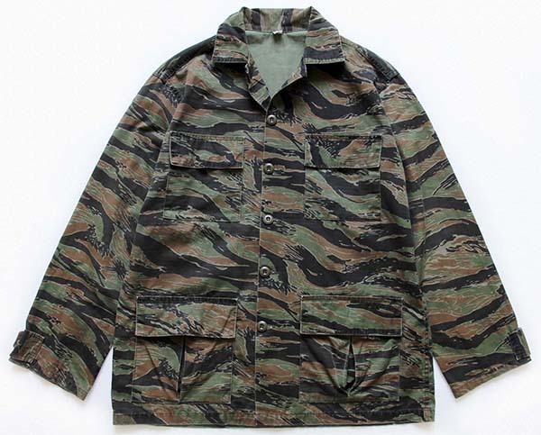 80s USA製 MILITARY APPAREL タイガーカモ コットン BDUジャケット M-R