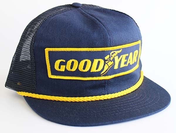 80s USA製 Swingster GOODYEAR パッチ付き メッシュキャップ 紺