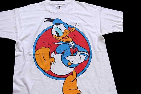 90s Disneyディズニー ドナルドダック コットンTシャツ 白 - Sixpacjoe