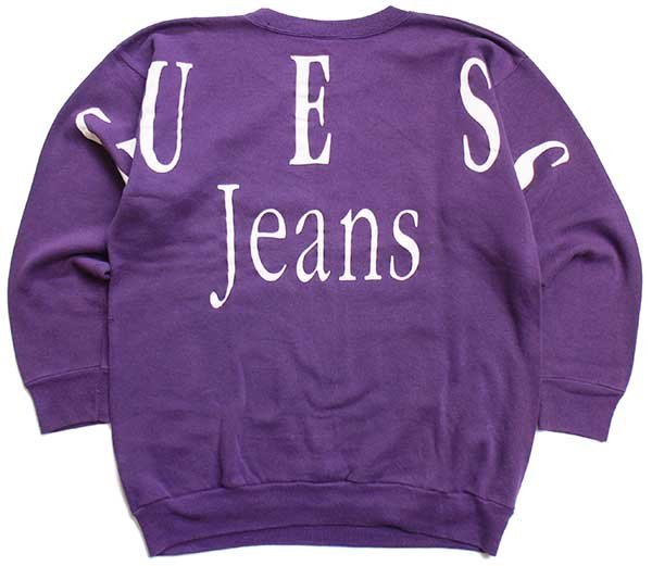 90s USA製 GUESS Jeans ゲス 両面プリント スウェット 紫 - Sixpacjoe