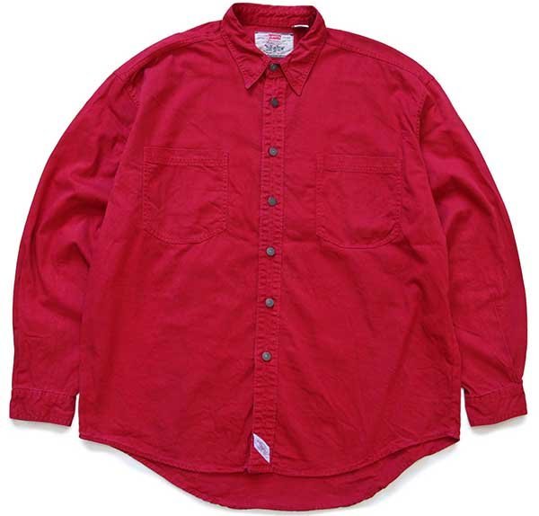 90s Levi'sリーバイス カラーデニムシャツ 濃赤 XL - Sixpacjoe Web Shop