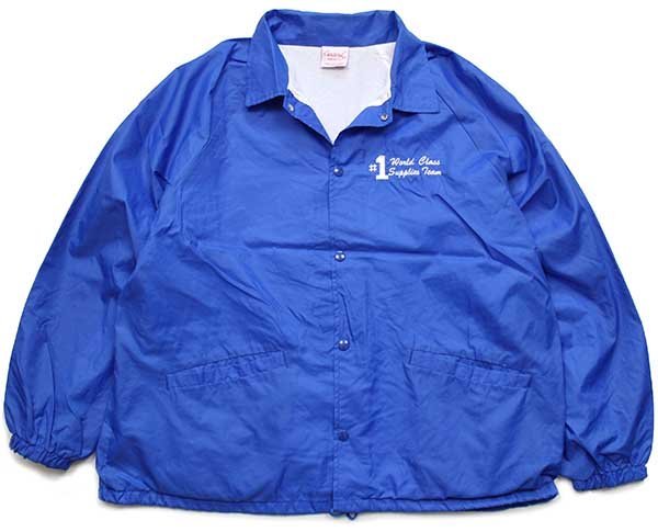 90s USA製 Cardinal #1 World Class Supplies Team 刺繍 ナイロン コーチジャケット 青 XL