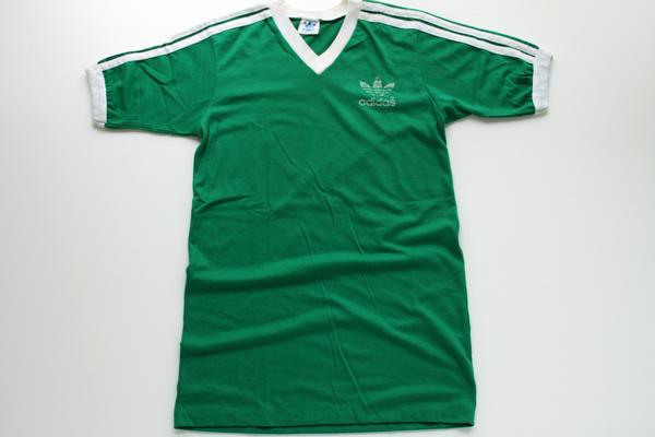 80s USA製 adidasアディダス VネックTシャツ 緑 M - Sixpacjoe Web Shop